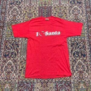 Vintage 80s Super Shirts I Heart Santa T-Shirt Red‎ Single Stitch Mens Large USA